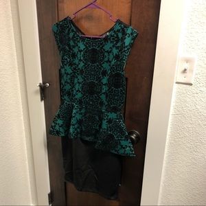Dark green & black dress